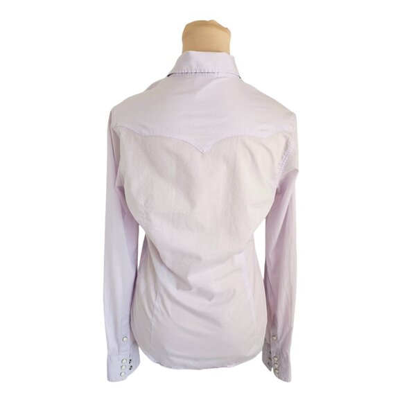 True Religion Light Pastel Purple Collared Button Up Blouse Sz S - Picture 5 of 7